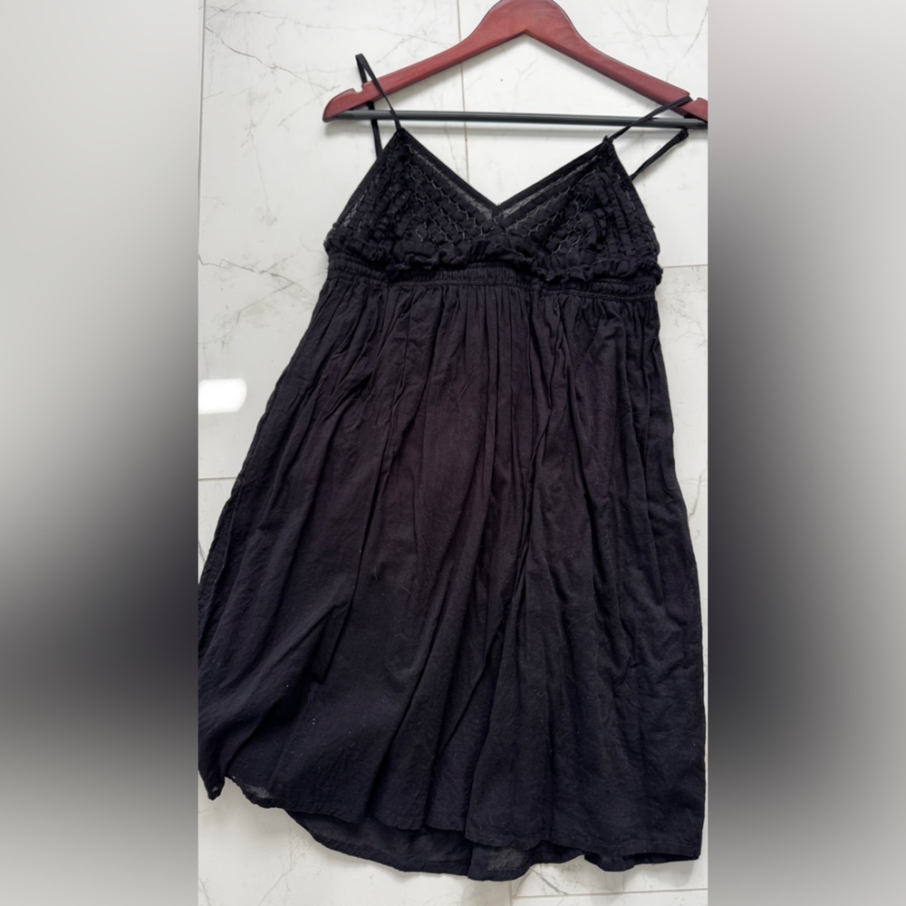 Zara TRF Baby Doll Beach Cover Black Dress. Size L - Picture 4 of 6